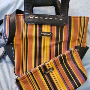 Longaberger purse and wallet set in autum stripes